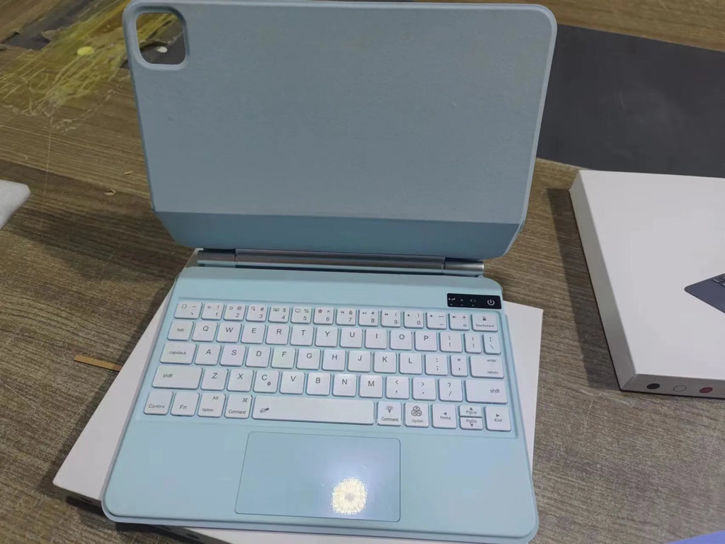 iPad magnetic keyboard and protective cover in black, white, pink, purple or blue