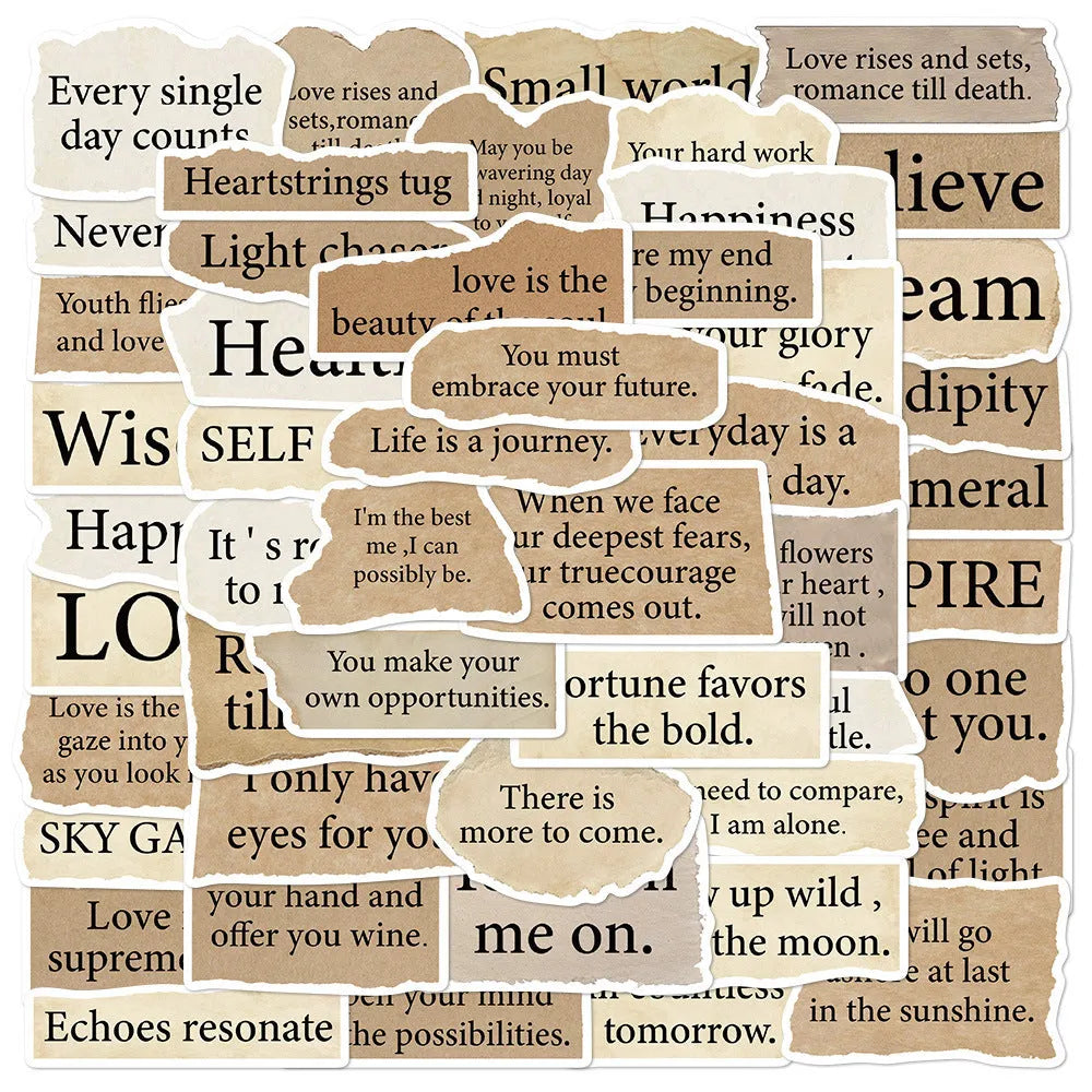 Tear English design reusable PVC adhesive stickers for laptops measuring 4-7cm