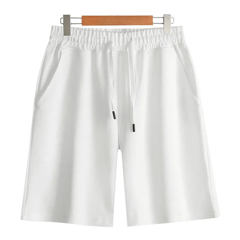 Cotton men's summer sports shorts in straight cut with micro-elastic fabric