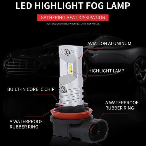 H11 H8 compatible 80W high power CSP LED car front fog lamp with aviation aluminium housing