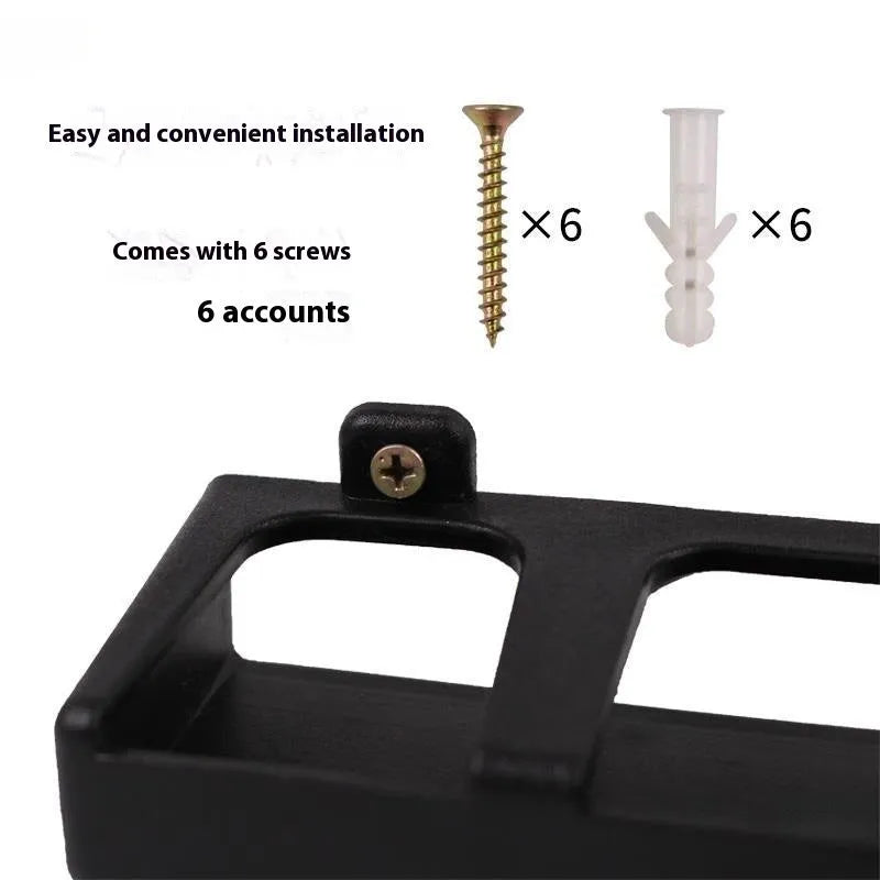 Black ABS plastic wall-mounted fishing rod holder rack in horizontal and upright frame styles