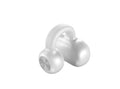 Black and white wireless Bluetooth bone conduction headset with clip-on design for exercise use