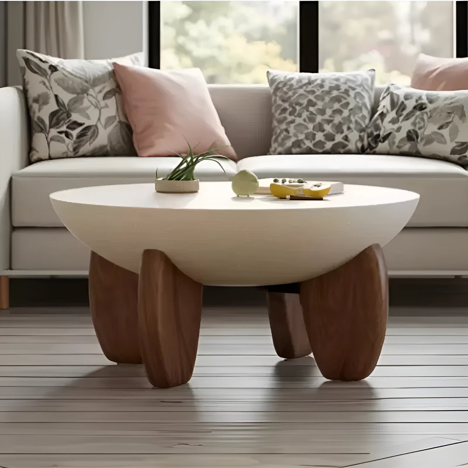 White solid wood adjustable height coffee table with portable design for living room furniture