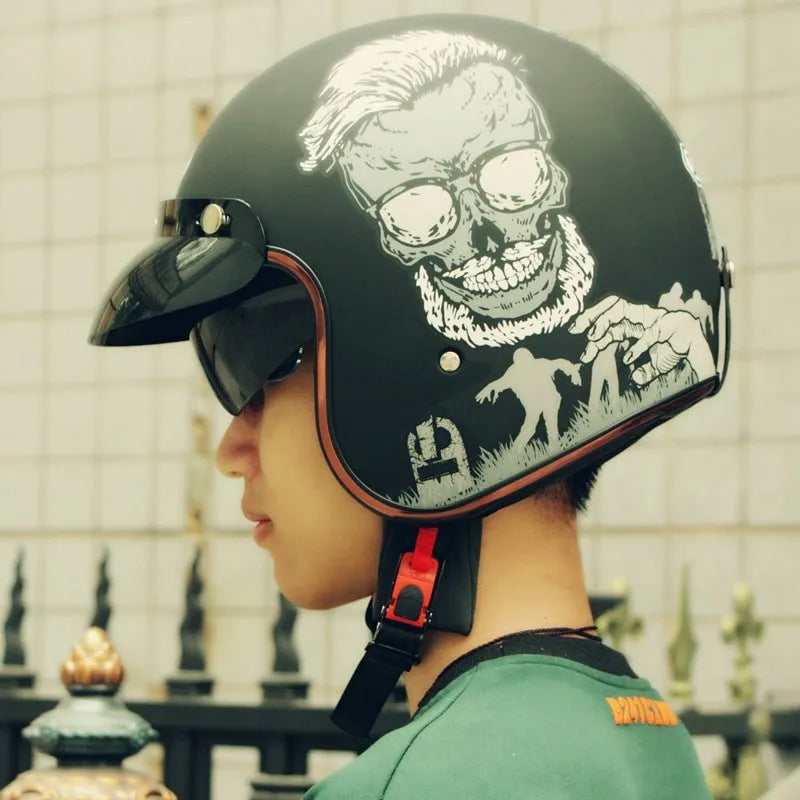 Retro-style half helmet for electric bike riding in ABS plastic, shown in a classic colour option.