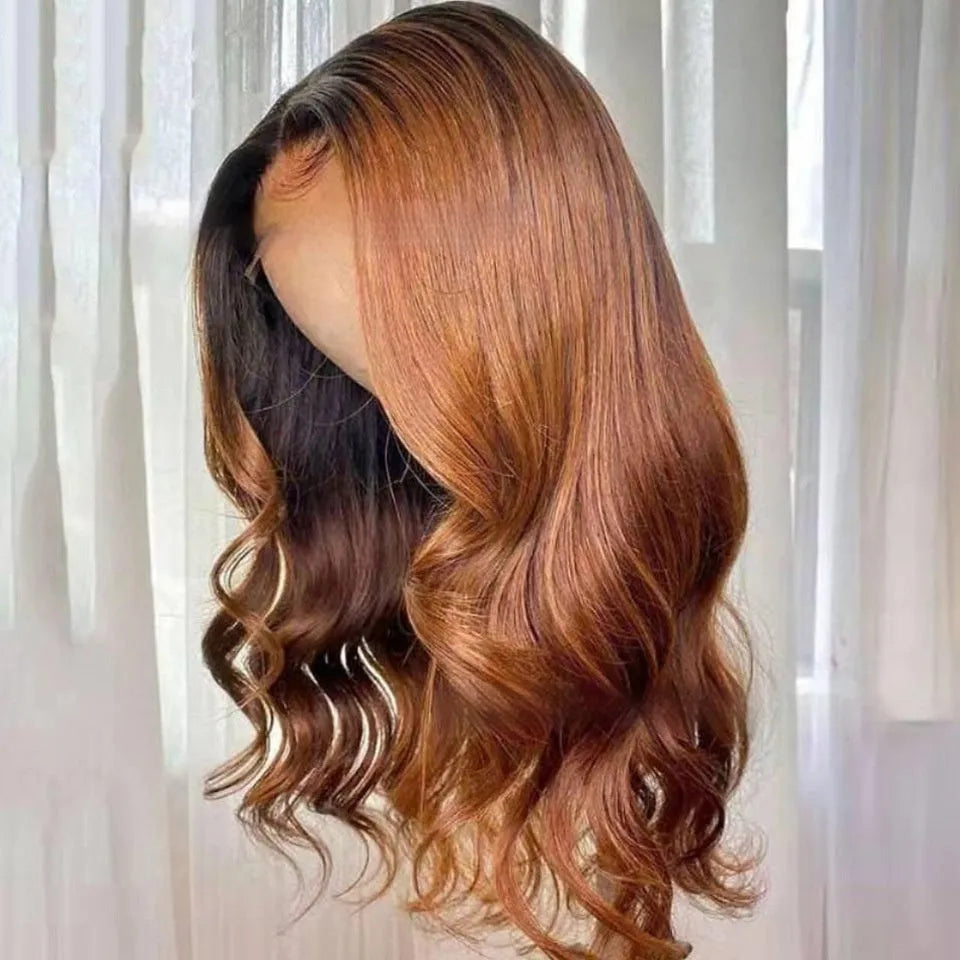 Ruili style gradient human hair lace front wig on a display stand.