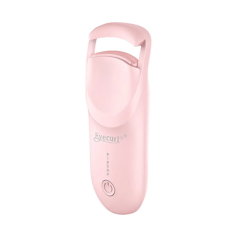 Plastic electric heating eyelash curler with USB cable in cream white colour