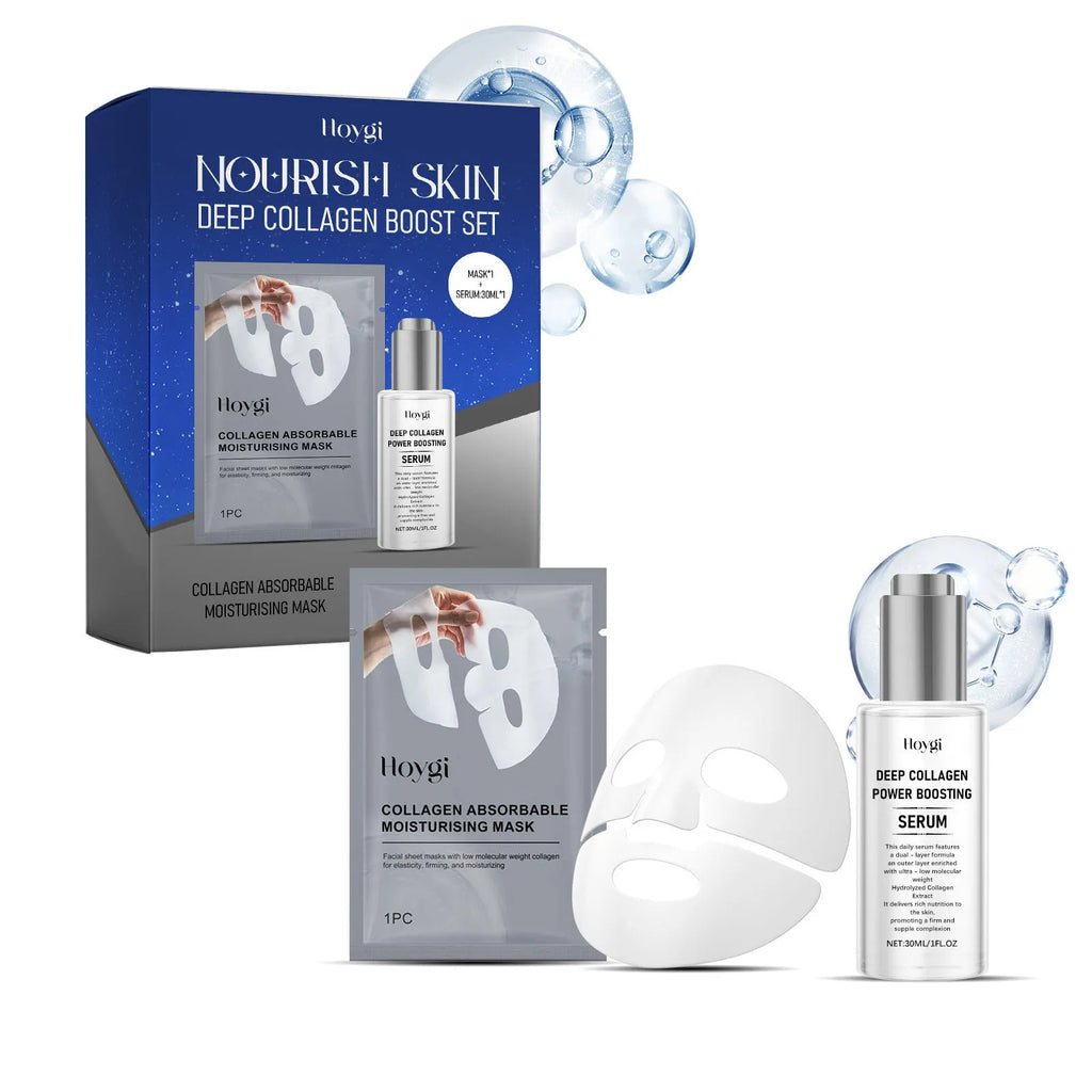 Collagen moisturising mask suit with 30ml essence bottle and face mask for facial hydration treatment