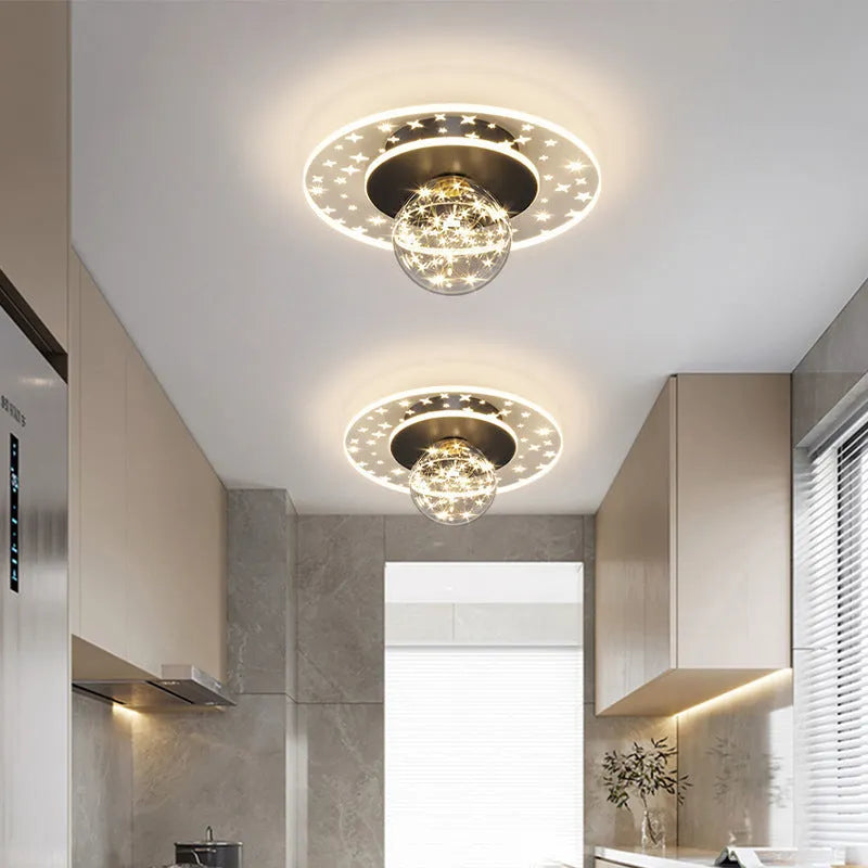 Modern corridor ceiling lamp in black finish with LED light source