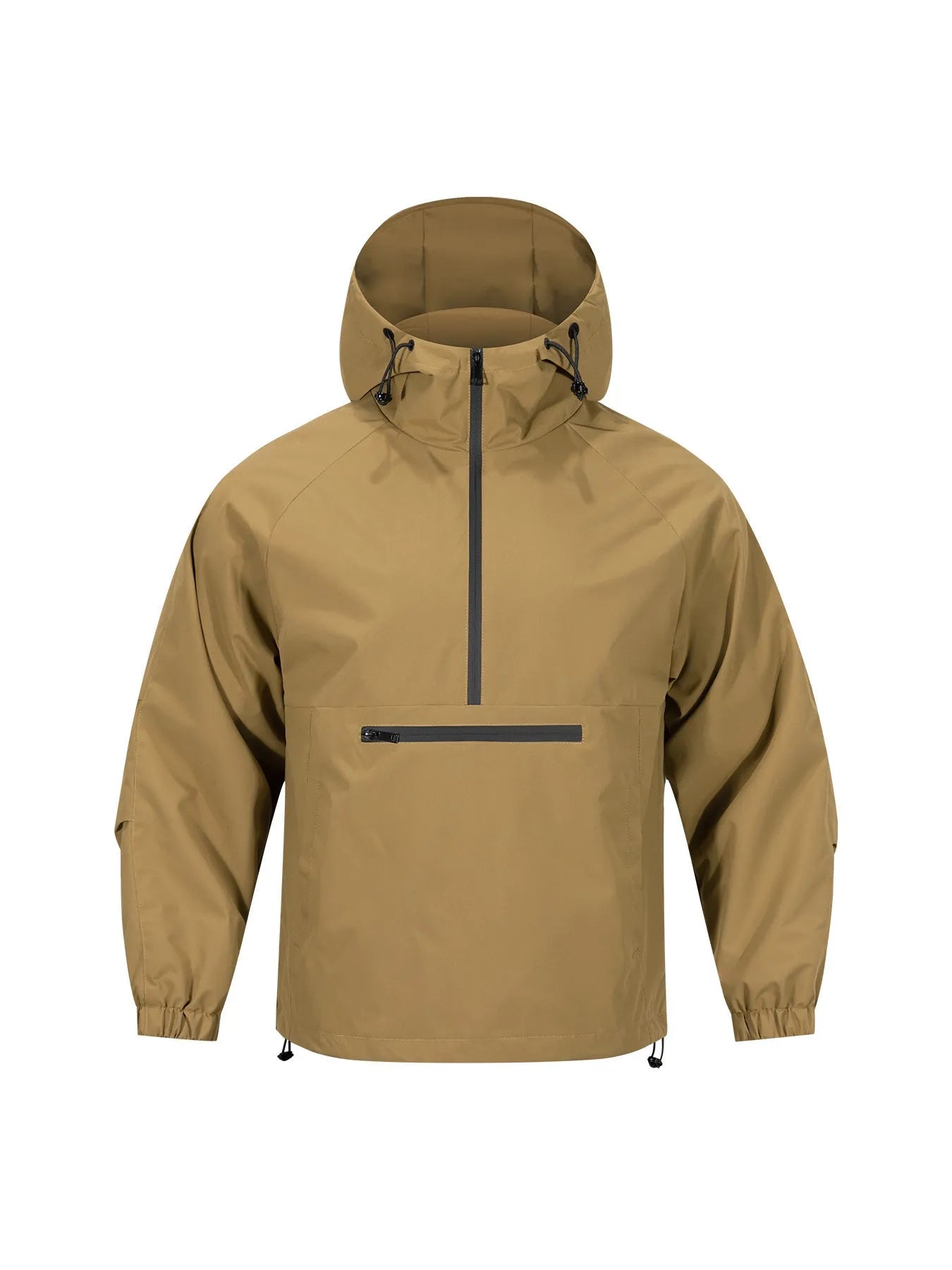 Men's Korean-style corduroy half-zip hooded sweater jacket in light grey colour
