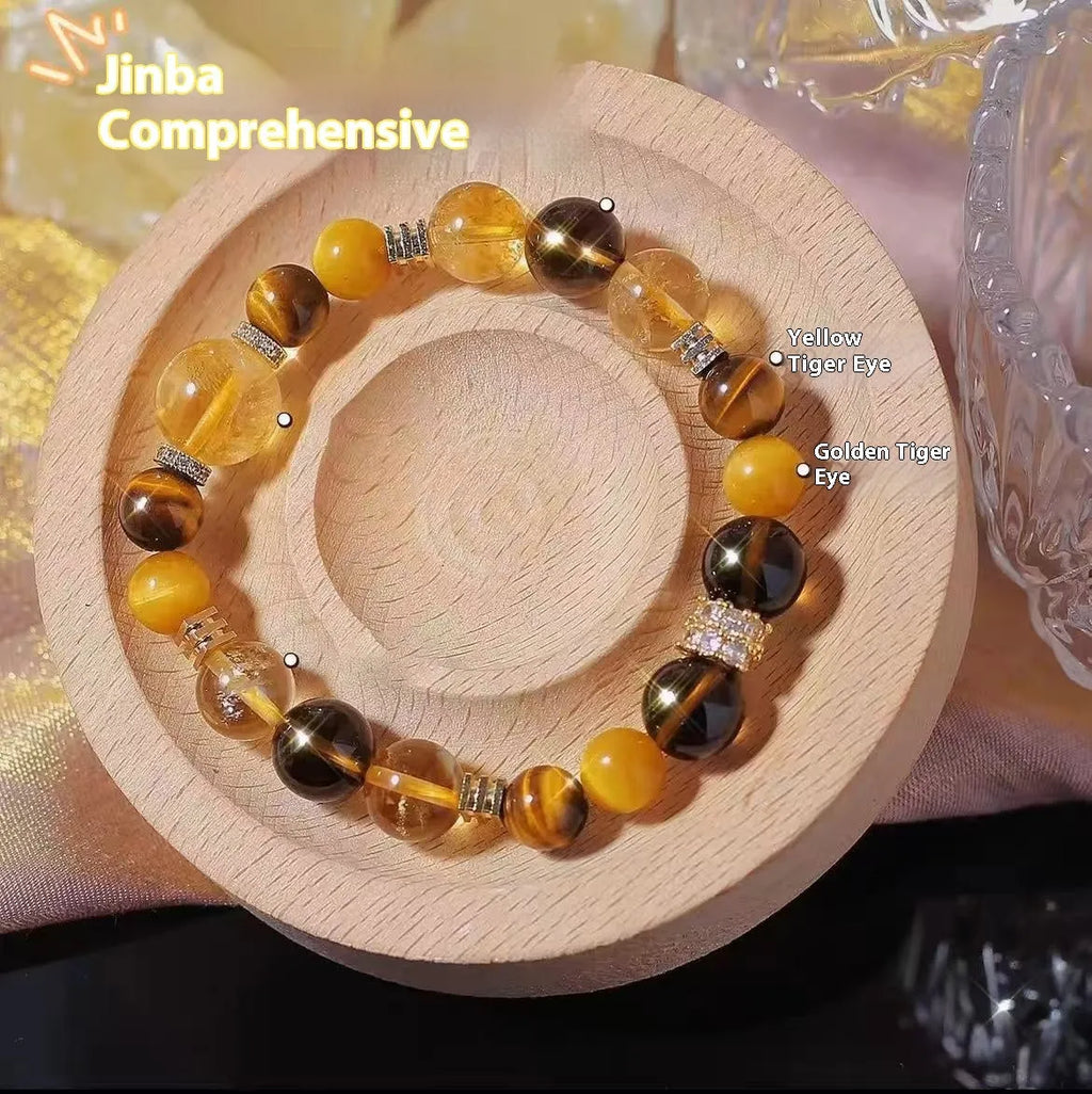 Yellow artificial crystal tower beads bracelet with 10mm size and manual stringing