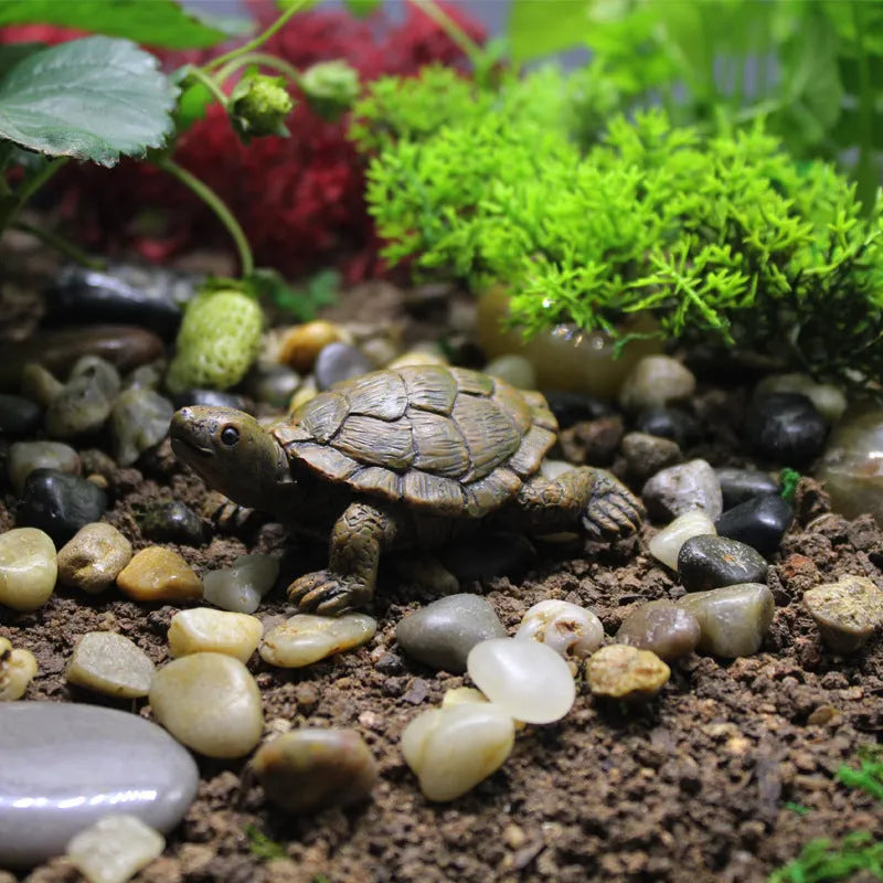 Green resin turtle ornament for micro landscape gardening and terrarium displays