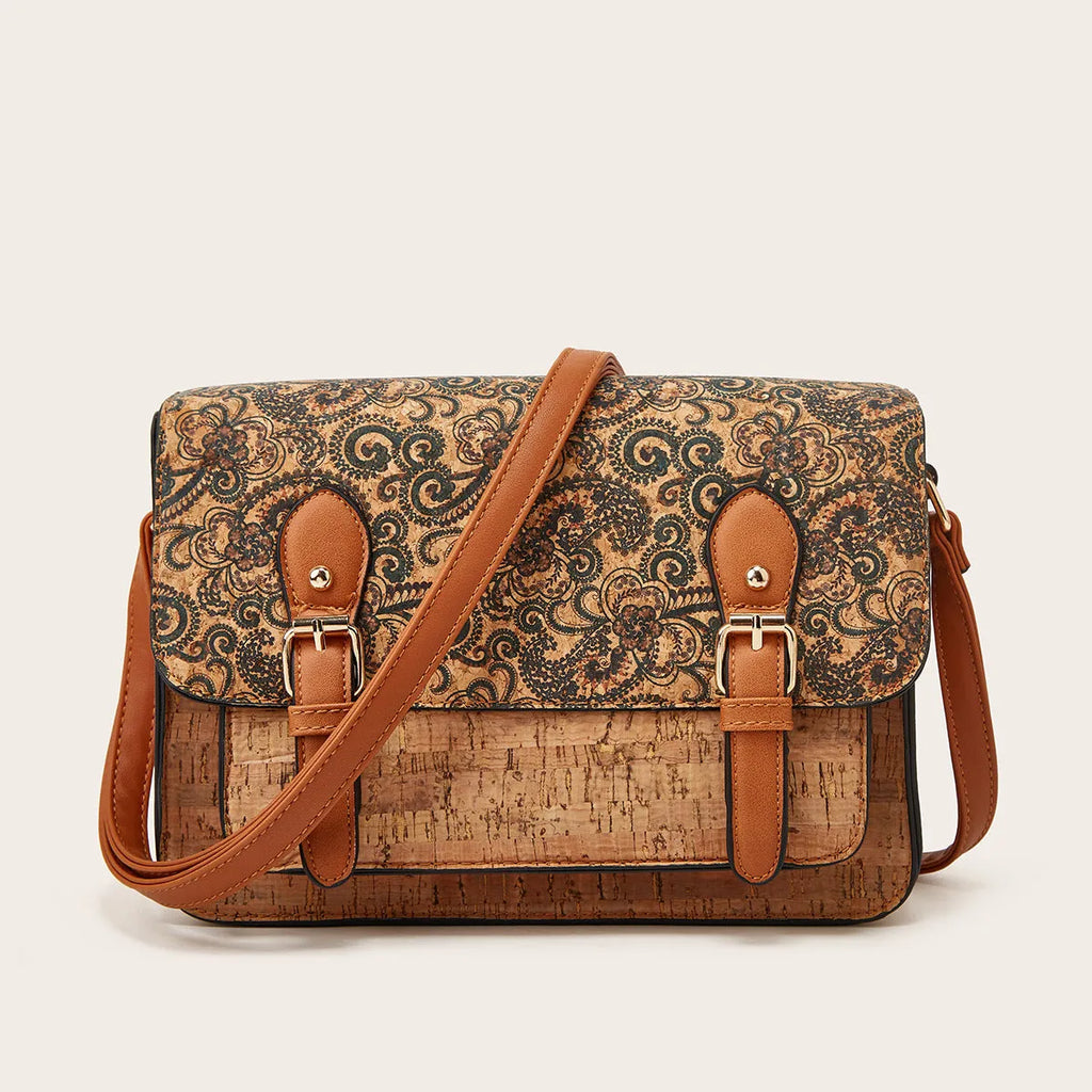 Women's printed PU crossbody bag with one-shoulder design and large capacity