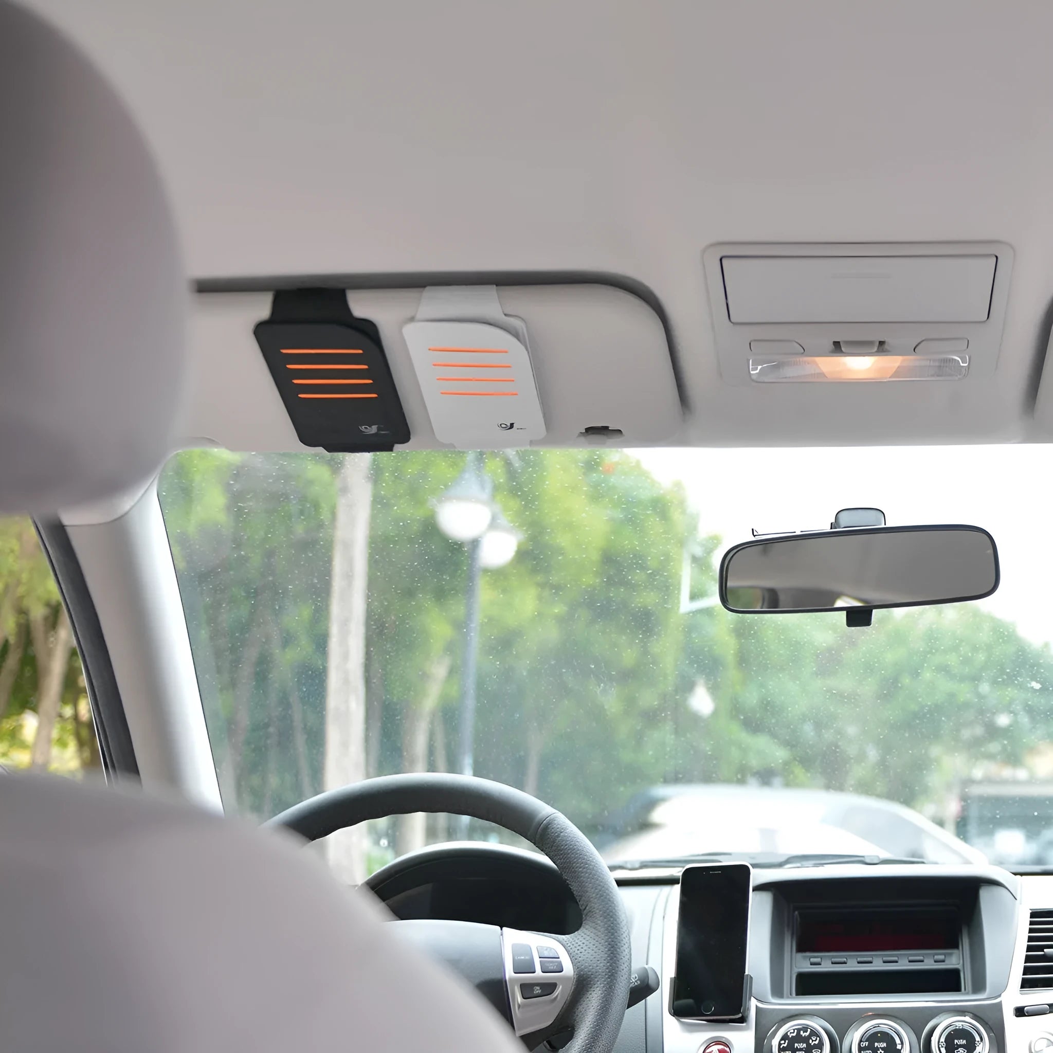 Car sun visor shade panel set with four pieces and vehicle-mounted storage bag