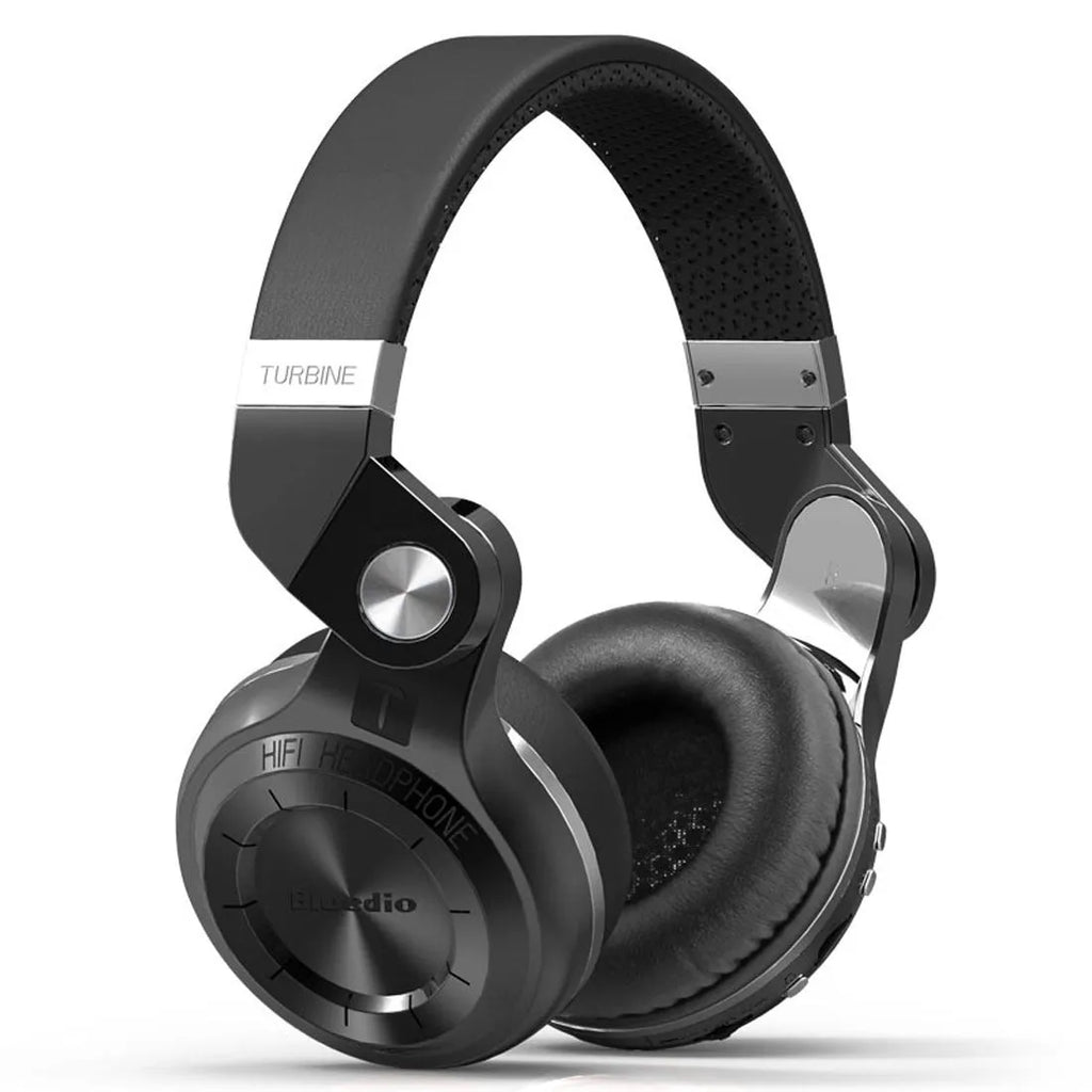 Bluetooth stereo headset with card plug-in subwoofer in four colour options: white, red, blue, and black