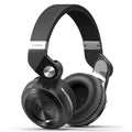 Bluetooth stereo headset with card plug-in subwoofer in four colour options: white, red, blue, and black