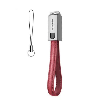 20cm leather USB C to Lightning charging cable for iPhone in red, black or brown colours with zinc alloy connectors