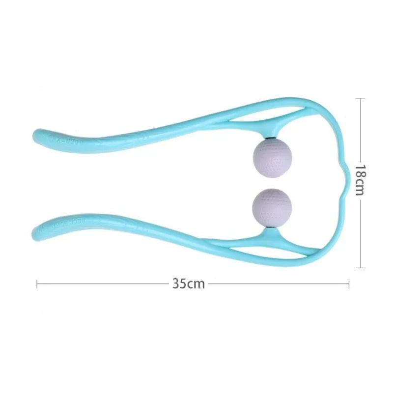 Plastic swan-shaped neck massager hand roller with adjustable stand in blue colour showing 3D floating-point massage design