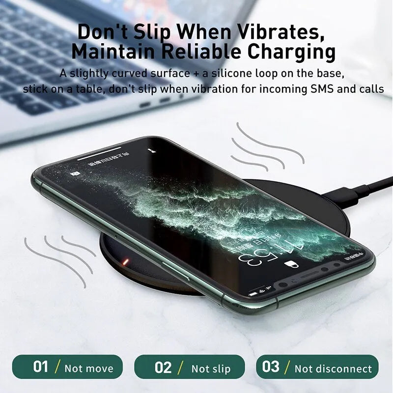 Baseus rough texture 15W wireless charging pad for mobile phones in black or white