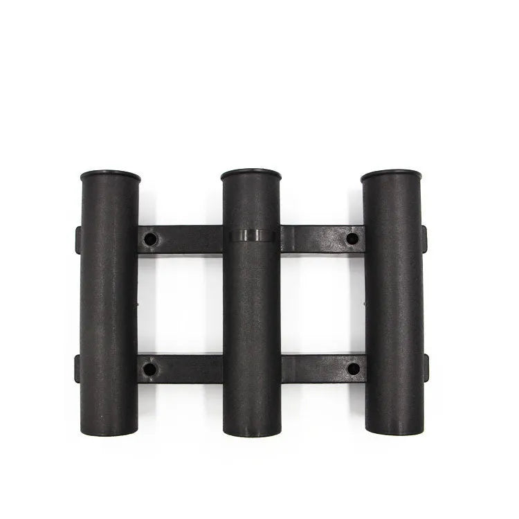 Black sea fishing rod turret with 3 holes and 6 extension screws on a sandy beach