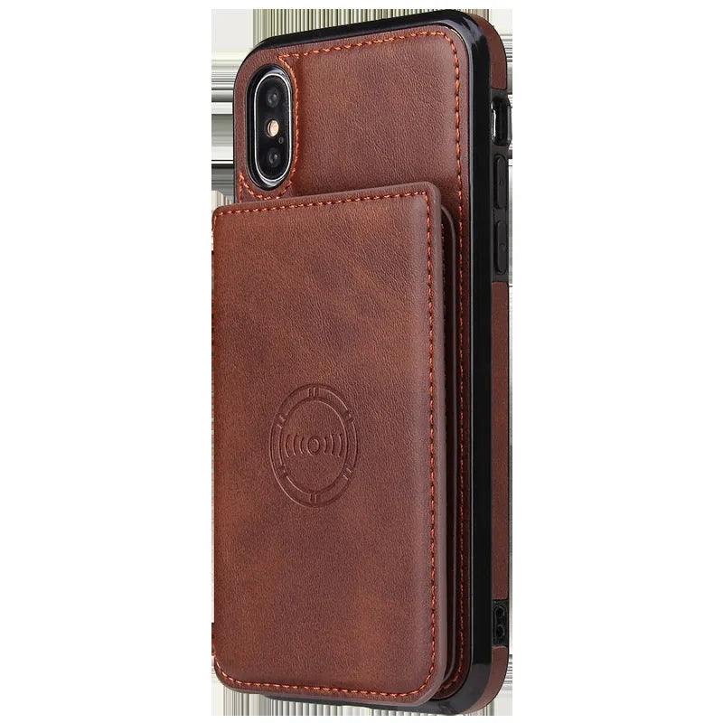 Imitation leather card wallet phone case for iPhone 11 in business-style solid colours