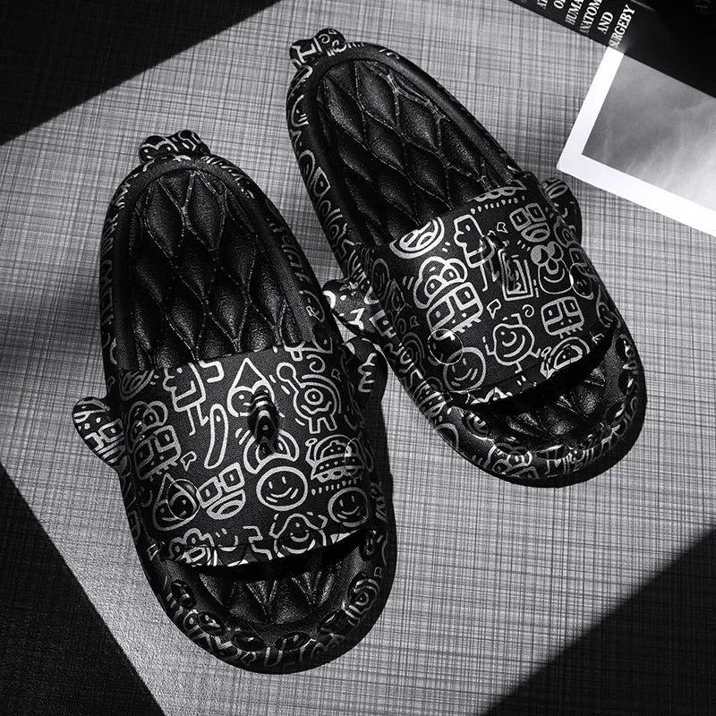 Shark-themed couple slippers with open toe design and EVA upper in multiple colour options