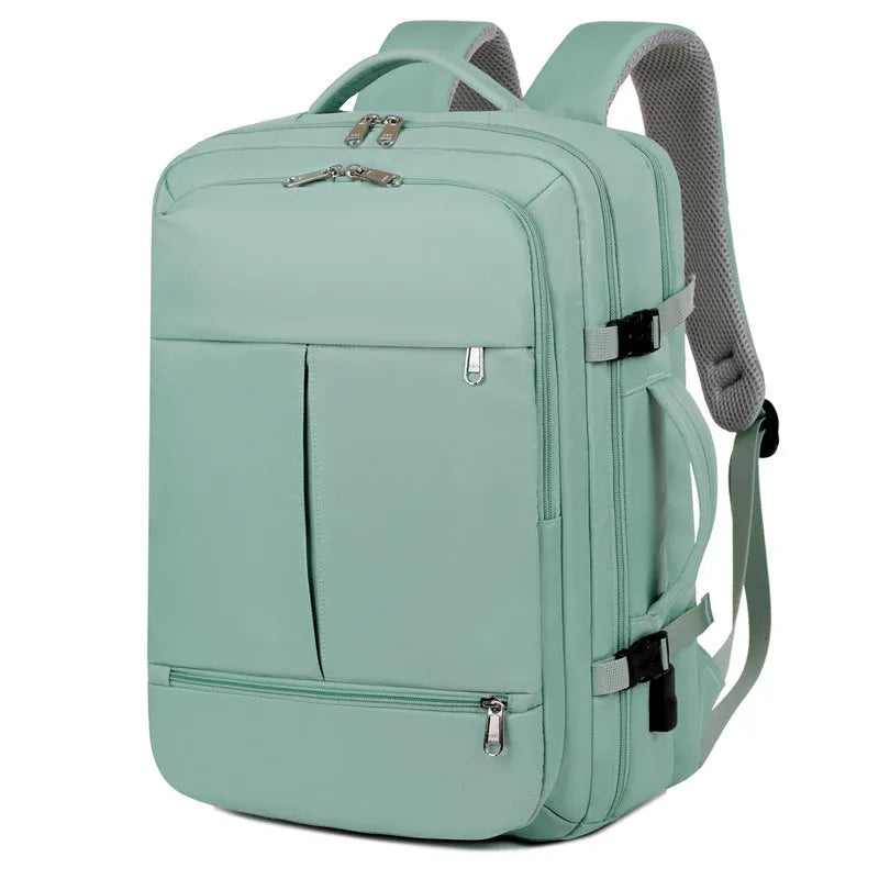 Large waterproof oxford cloth backpack for business travel with a 15.6 inch laptop compartment and multiple pockets.