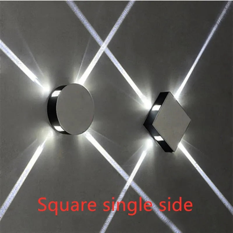 Modern square and round LED wall light with iron shade and aluminium frame