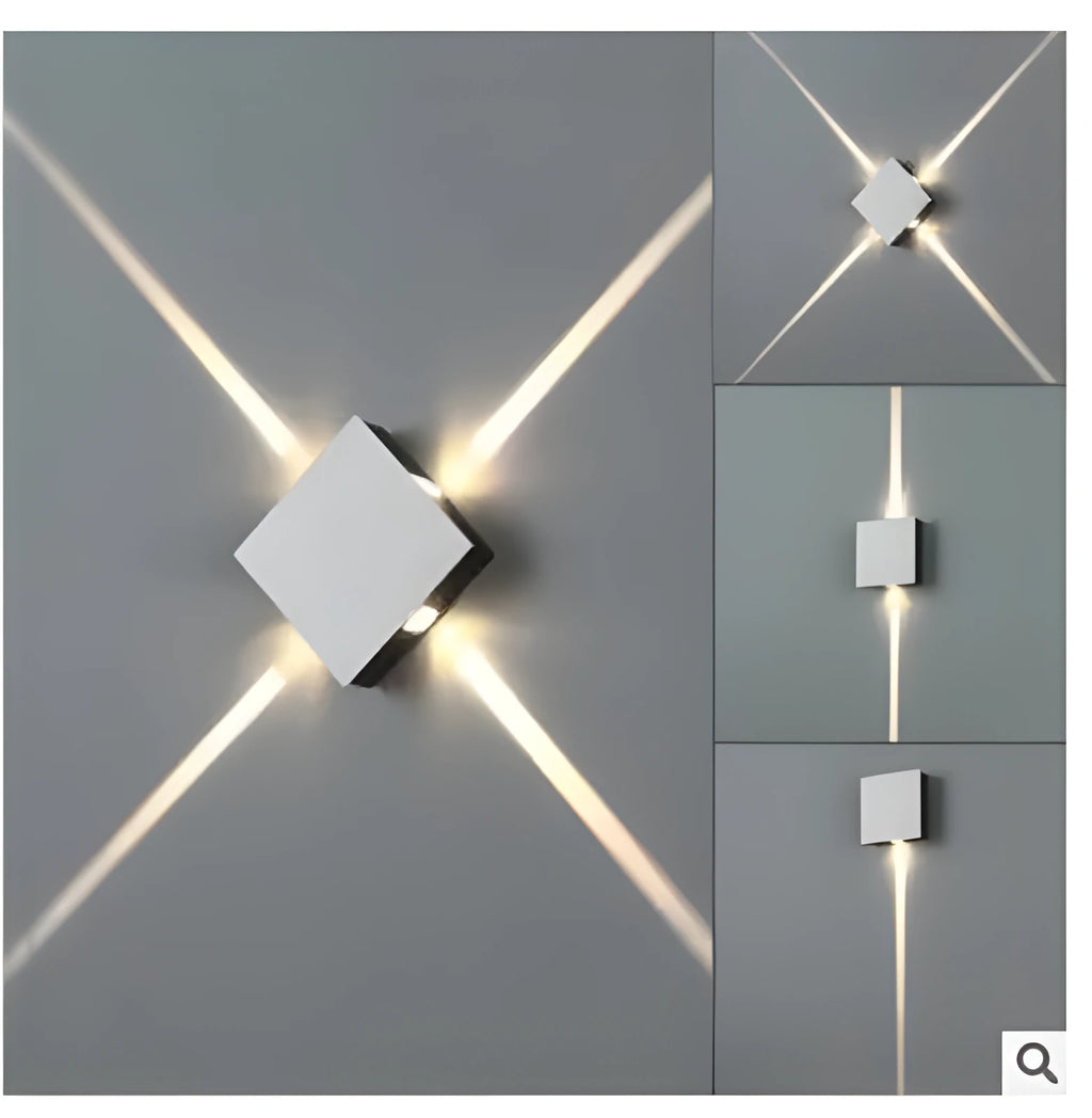 Modern square and round LED wall light with iron shade and aluminium frame