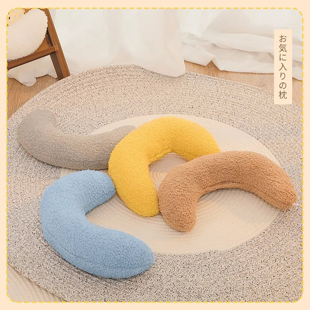 U-shaped cat pillow with adjustable collar in blue khaki white or yellow for cervical protection