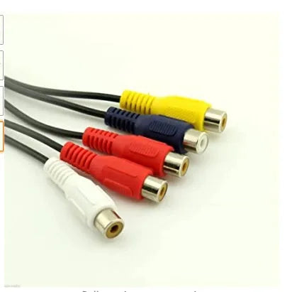 Black AV to 5RCA cable with 2.5mm and 3.5mm plugs and 5RCA connectors, tinned copper wire, 18cm length