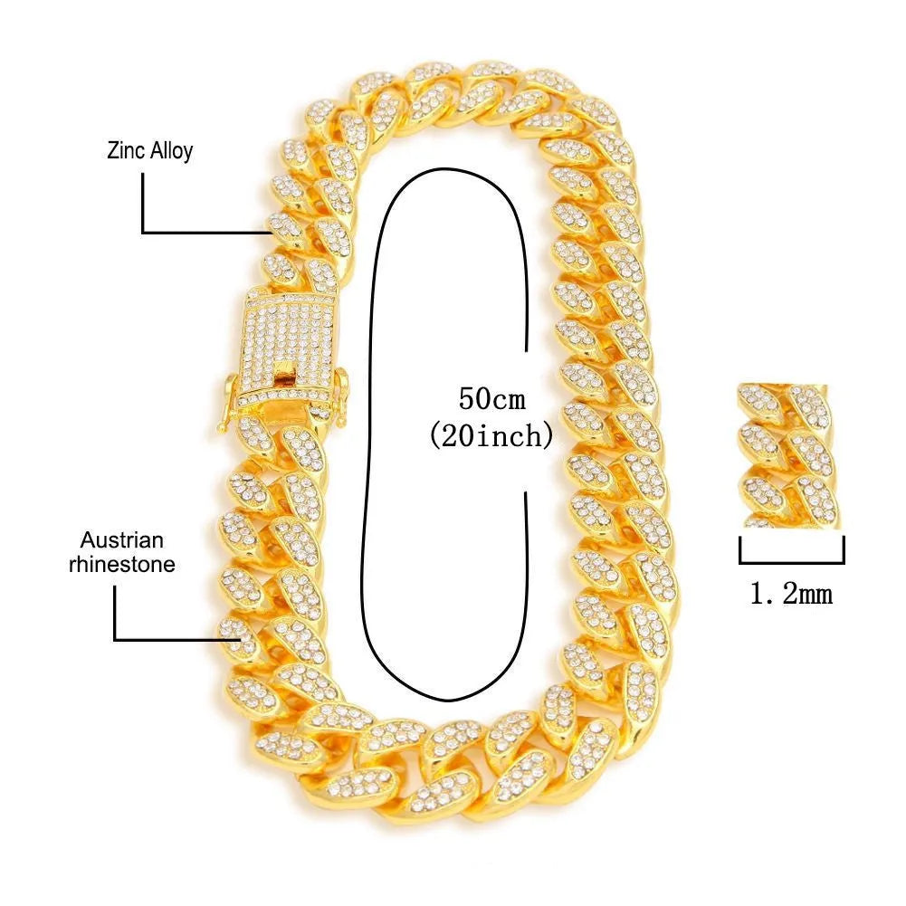 Gold Roman numeral square watch with diamond studs on a mesh band, plus bracelet and necklace.