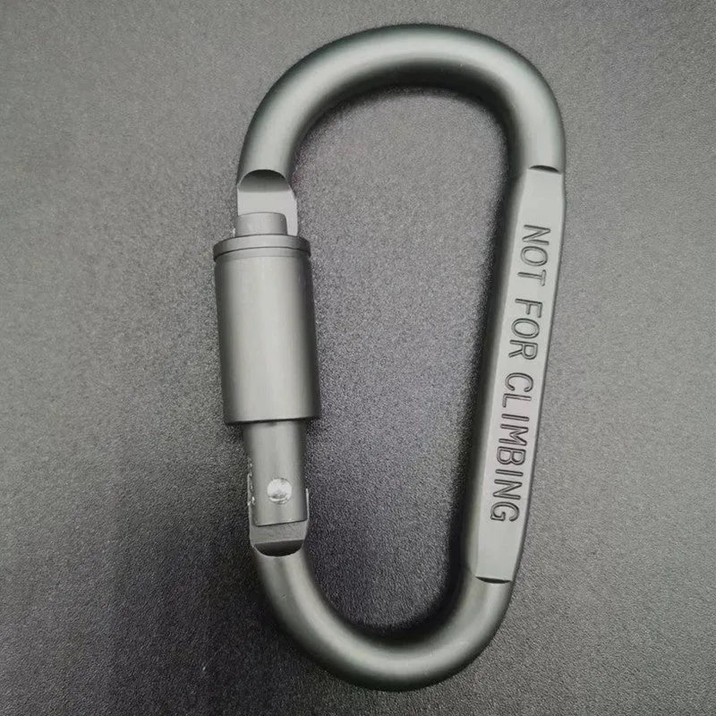 D-type aluminium carabiner with locking mechanism in multiple colour options