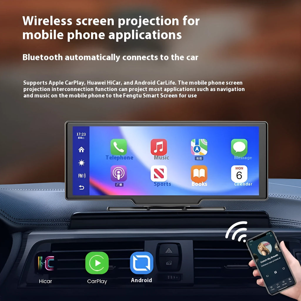 10-inch car touchscreen with Apple CarPlay, driving recorder and reversing camera display