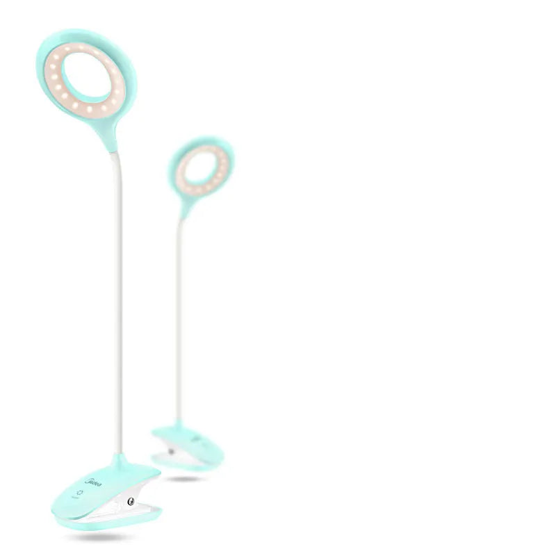 Rechargeable table lamp in green, pink, or white colours with touch switch and USB charging port