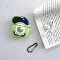 Green silicone case for AirPods 1/2 with a cartoon animal design on a white background.