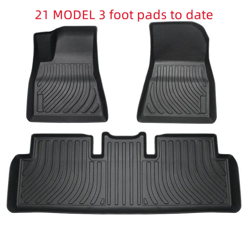 Rubber floor mat with TPE footrest for Tesla car interior