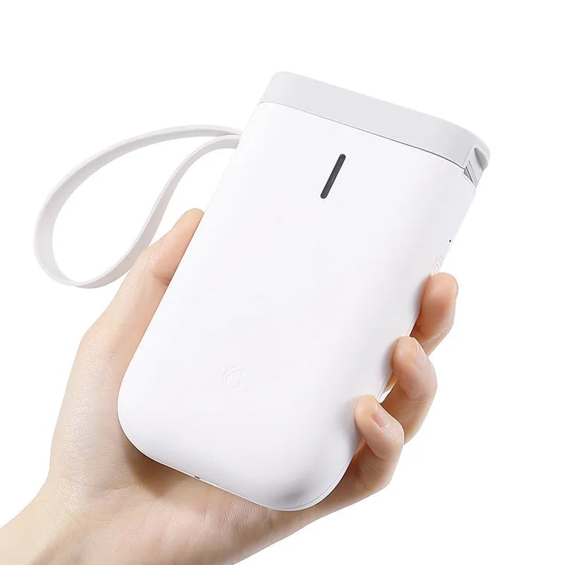 D11 Bluetooth-compatible portable label printer in black, white, pink, or green.