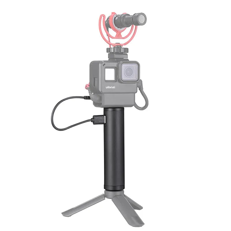 Black aluminium alloy portable power bank charging handle showing 12.5cm length.