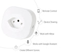 White 16A smart socket plug with WiFi voice control and flame retardant ABS+PC shell measuring 70x70x72mm