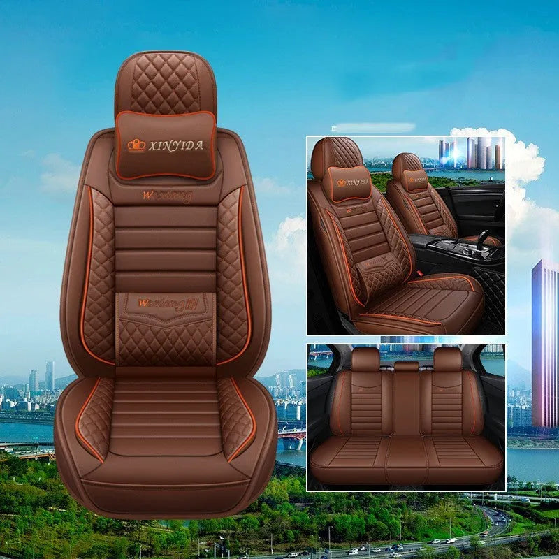 Leather car seat cushion with high elastic sponge filler in universal 65x55cm size