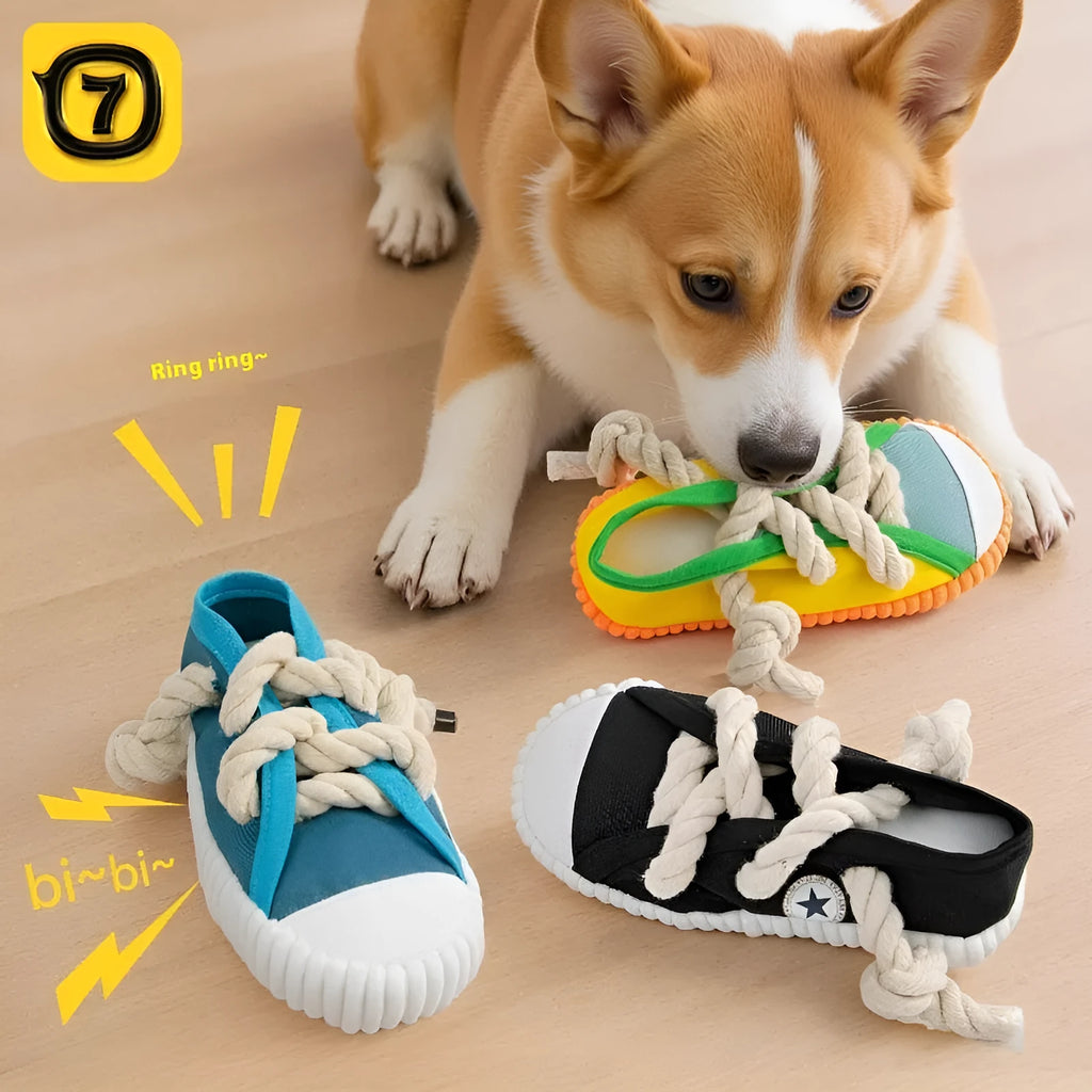 Plastic dog squeaker slipper chew toy for molar relief and bite training