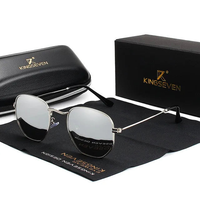 Round retro-style sunglasses for men with a metal frame, shown in a selection of available colours.