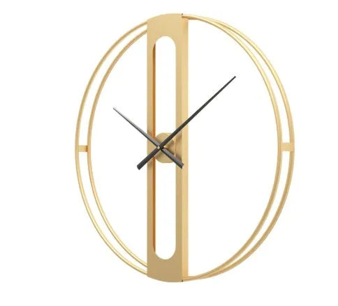 Round metal wall clock with 50cm diameter in black or gold minimalist design
