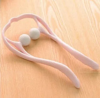 Plastic swan-shaped neck massager hand roller with adjustable stand in blue colour showing 3D floating-point massage design