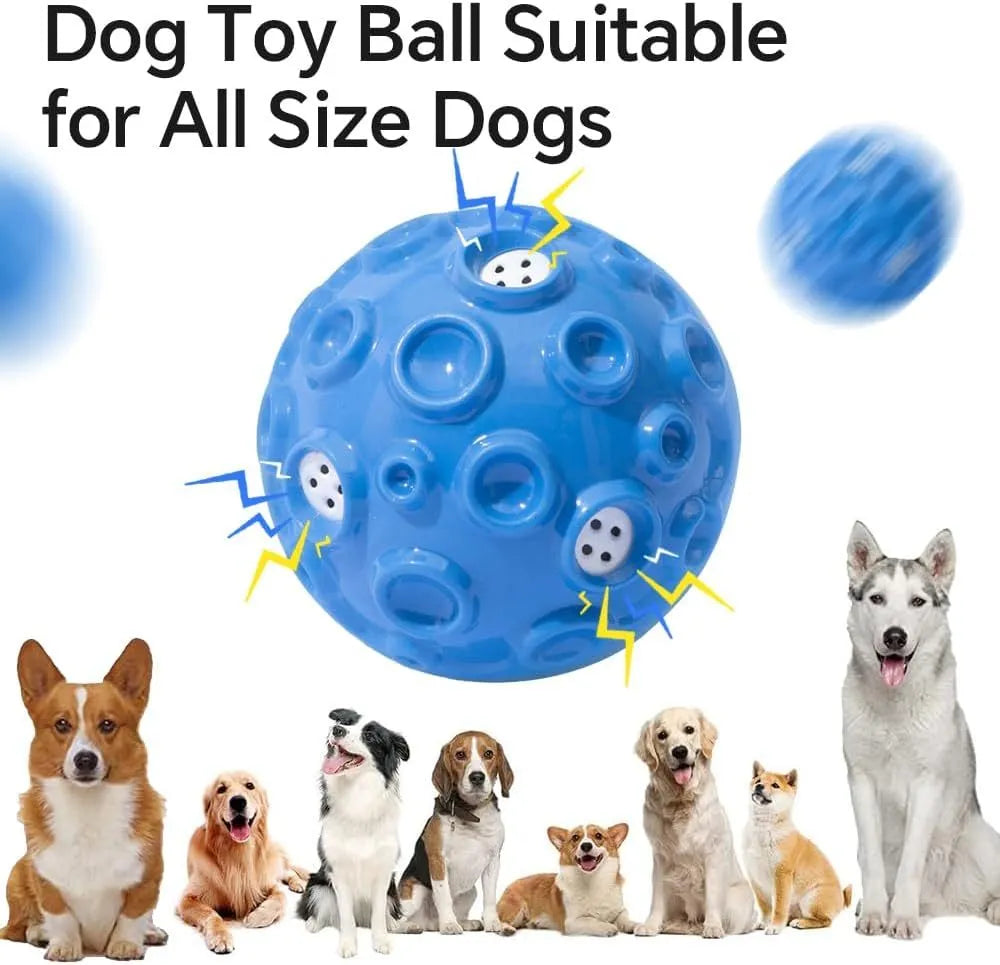 Durable natural rubber dog ball toy with textured surface and squeaker for aggressive chewers.