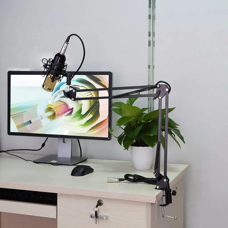 BM-800 condenser microphone stand set with electroplated mesh head in various colour options