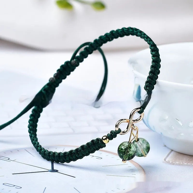 Natural Strawberry Quartz cherry bracelet for women with fruit-shaped beads on a stretch elastic band.