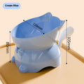 Stainless steel oblique cat bowl in blue colour with anti-fall design.