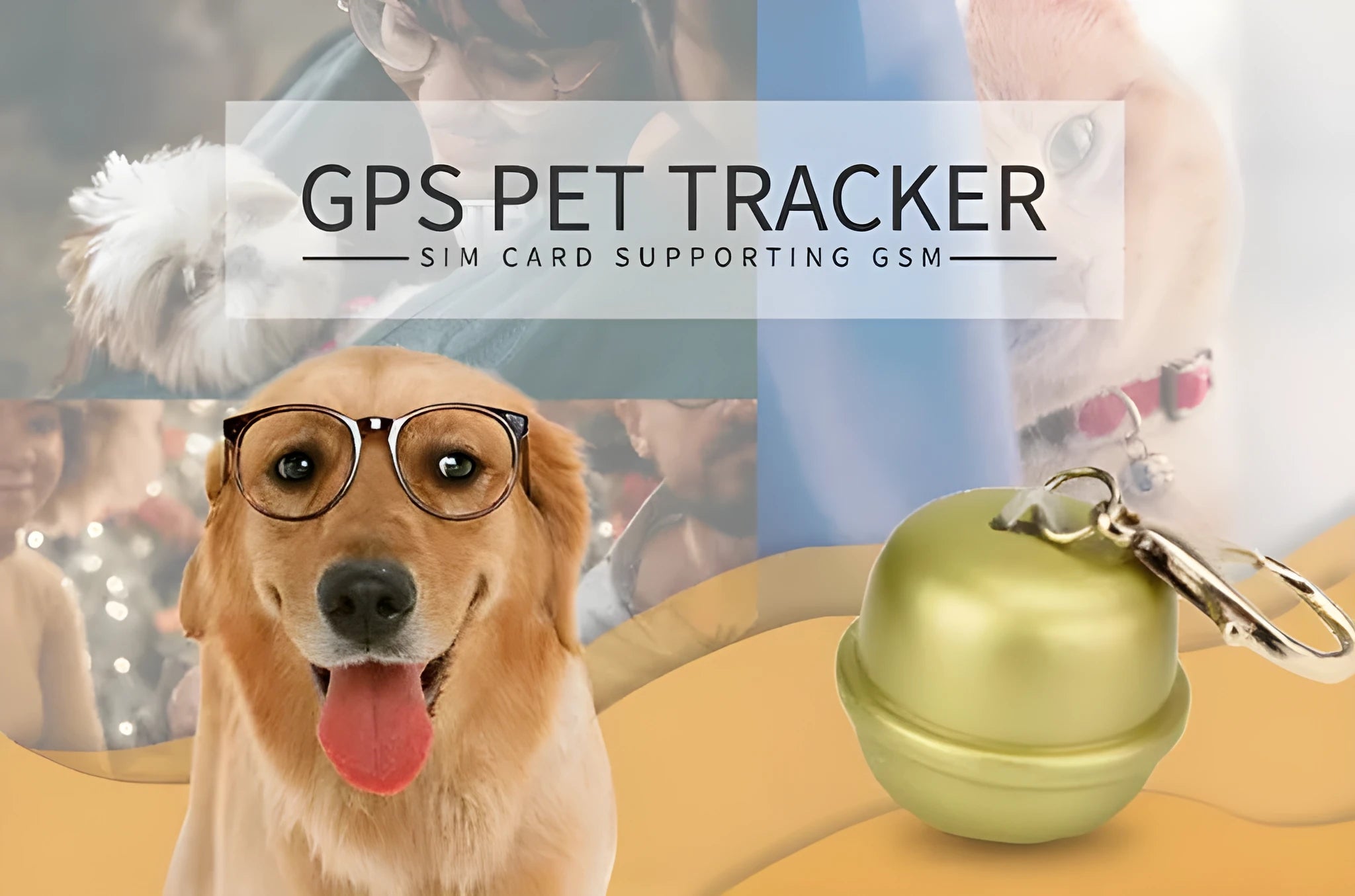 Black GPS dog collar unit attached to an adjustable nylon strap, showing the LED light and charging port.