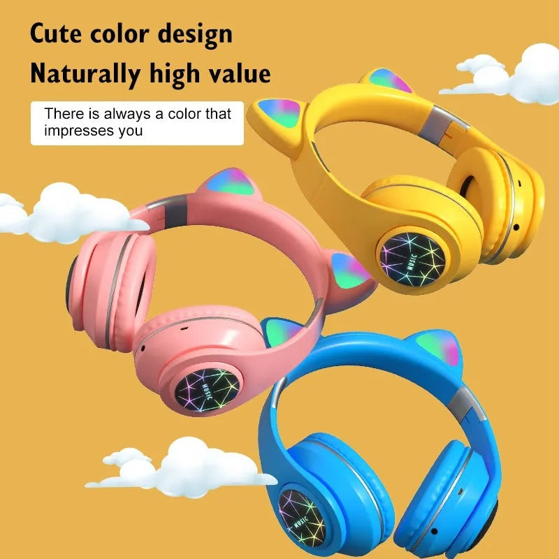 Cat ear wireless Bluetooth sports headset in various colours with head-mounted design